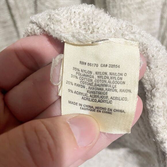 Anthropologie Women Medium Long Line Cream Beige Knit Cardigan Pockets Cozy - Picture 4 of 7